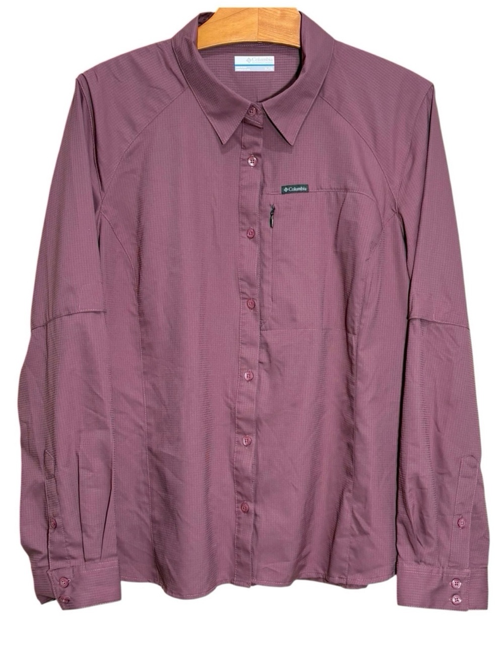 Columbia Omni-Shade Button Up Shirt XL Maroon